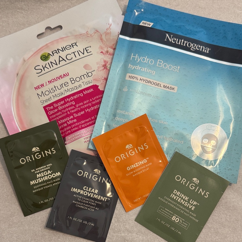 NWT 6-pack Facial Masks to try! Origins x 4, Neutrogena, Garnier